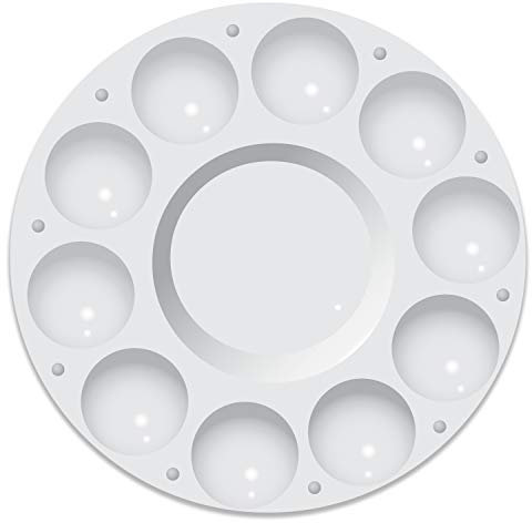 Round Artists Mixing Palette White Plastic