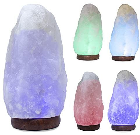 LED White-Color Changing Pure Himalayan Salt Lamp 7 Inches Tall with USB Adaptor and Wooden Base Himalite Carnival of Lights White_salt_Lamp