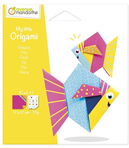 MY MANDARINE OR510C - Kreativbox My little Origami, 20 Blatt 12x12 cm, 70g, ab 5 Jahren, Fisch, 1 Box