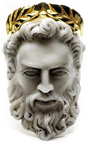 CeFoney Vintage Skulptur Ring, Mythologie Medusa Zeus Ring Vintage Skulptur Königin Ring Geschenke für Frauen und Männer, übertriebener alter Mann Form Ring 7 Größen erhältlich