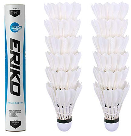 SHENGJIE Erko Badminton-Federbälle mit Gänsefedern, hohe Stabilität und Haltbarkeit, Hochgeschwindigkeits-Badminton-Bälle, Modell 6, 12 Stück