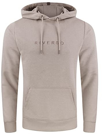 riverso Herren Kapuzenpullover RIVErik Hoodie Sweatshirt Pullover Logo Kapuze Kängurutaschen Regular Einfarbig Baumwolle Beige XL, Größe:XL, Farbe:Dark Beige (20400)