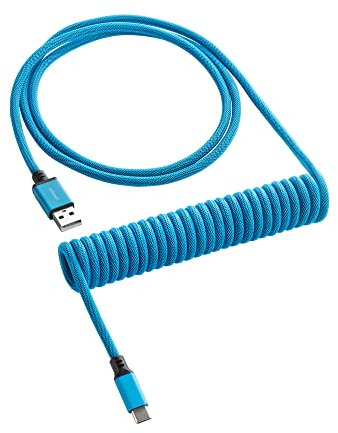 CableMod Classic Coiled Keyboard Cable - Spiralkabel für Tastatur USB C auf USB Typ A - Gaming Tastaturkabel 1,5m Lange - Hohe Lebensdauer - Blau
