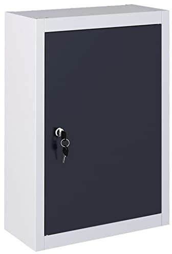Leepesx Wand-Werkzeugschrank, Hängeschrank mit Einlegeböden, Werkstattschrank, Industriedesign Metall, Grau und Schwarz