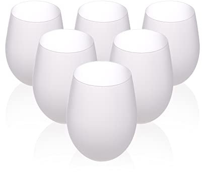 PYD Life Sublimation Blanks Wine Glasses Stemless Frosted 17 OZ Tumblers Cups Mugs Bulk for Sublimation Oven Printing 6 Pack