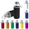 TIENDA EURASIA® Pack de 2 Botellas de Agua Cristal con Funda de Neopreno, 420 ml de Capacidad, con Tapon a Rosca y Cinta de Transporte, Bidon perfecto para Colegio, Camping, Ejercicio, Color Negro