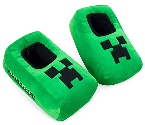 MINECRAFT Ciabatte Bambino, Accogliente Creeper Casa Scarpe - Regalo Ragazzo (Verde/Nero, 29/30.5 EU)