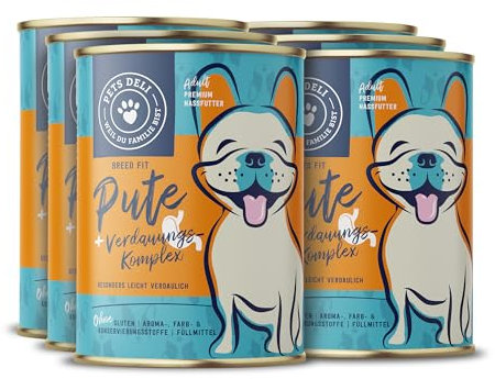 Pets Deli Breed Fit Nassfutter für Hunde mit Pute, Quinoa, Apfel und Hüttenkäse ohne Zucker und Gluten 6 x 400g