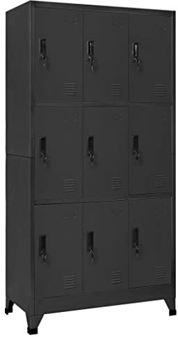 INLIFE Schließfachschrank Anthrazit 90x45x180 cm Stahl-9807