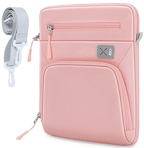 SIMTOP 9-11 Zoll Tablet Tasche Hülle,New iPad Air (3rd, 4th and 5th Gen),Handtasche Damen Klein Umhängetasche aus Polyester,wasserdichte Multi Tasche Crossbody Bag Damen Breiter Gurt,Rosa