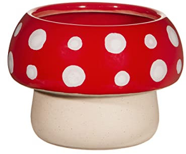 Sass & Belle Grand pot de fleurs champignon rouge