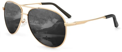 HENGOSEN Pilotenbrille Sonnenbrille Herren Damen Piloten-Polarisiert Sonnenbrille Metallrahmen Unisex Fahren Sunglasses mit UV400 Schutz