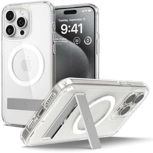 Spigen Ultra Hybrid S MagFit Case for iPhone 15 Pro, Compatible with MagSafe Accessories - Crystal Clear