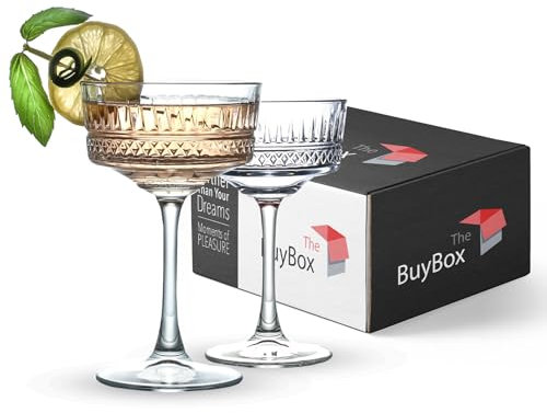Vintage Coupé Gläser, 2er Set (8,8 oz/260 ml), Champagner, Wein, Martini, Cocktailgläser, Longdrinkgläser, Kristall Rotweingläser und Weißweingläser