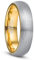 NUNCAD Ring Herren Silber Gold aus Wolfram Ringe für Männer Ehering Partnerrringe mit Gebürstet 6mm Schmuck für Geschenk Hochzeit Größe 60 (19.1)
