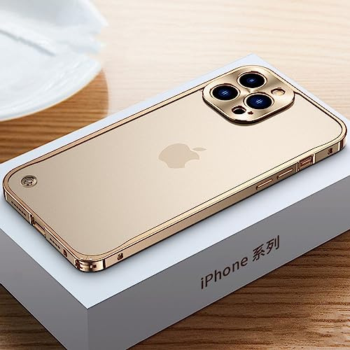 SRGDRR Luxuriöse Handyhülle mit Metallrahmen für iPhone 14 Plus 13 12 11 Pro Max, Matte Rückseite, lokales Gold, für iPhone 12 ProMax