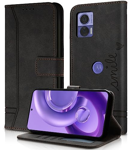 AsWant Hülle für Motorola Edge 30 Neo Handyhülle Leder - Premium PU Klapphülle Kartensteckplatz Magnetschnallenhalter Schutzhülle Motorola Edge 30 Neo Hülle (Schwarz)