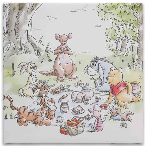 Open Road Brands Disney Winnie Puuh Picknick-Galerie auf Leinwand, Wanddekoration, klassische Winnie Puuh Wandkunst für Kinderzimmer oder Kinderzimmer