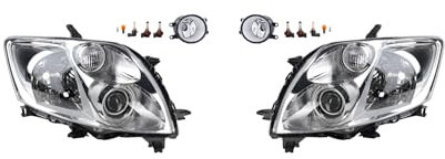Johns, Scheinwerfer Satz Halogen Front passend für Toyota Auris 03/2007-02/10 H11 HB3 Links & Rechts + Nebelscheinwerfer + Leuchtmittel