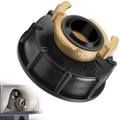 Nutmanel 3/4 Connecteur de Réservoir IBC, Adaptateur IBC Bouchon, Adaptateur de Réservoir, S60x6 IBC Raccord Laiton Rapide Convient pour Raccorder Le Tuyau de Jardin, Réservoir d'eau de Pluie IBC