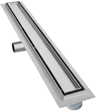 Aica Sanitär Duschrinne Edelstahl Bodenablauf linear Duschabfluss mit Siphon für Duschkabine, Größen von 40 bis 150 cm extra flach (50 cm)