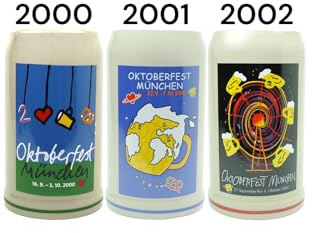 Steinfixx® - Boccale originale Oktoberfest 2000, 2001 e 2002, brocca annuale I Wiesnkrug I brocca da collezione I confezione originale