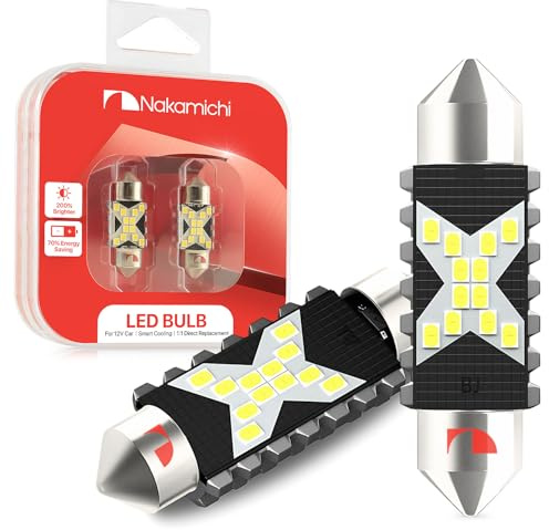Nakamichi LED Bulb 578 C5W Festoon LED Bulbs CANBUS Error Free 12-SMD 2016 Chipsets 6000K White Replacement for Car Interior Map Dome Courtesy License Plate Lights (Pack of 2) (White Colour, 31mm)