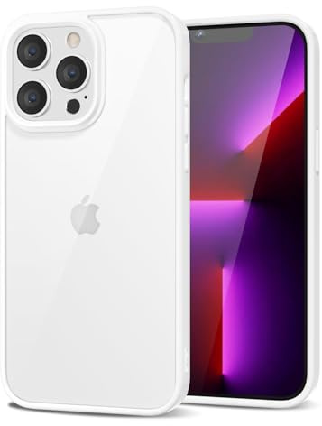 LoeoeL for iPhone 13 Pro Case Clear, Transparent Hybrid 13 Pro Phone Case [Hard Plastic & Soft Silicone Bumper] Acrylic Non Yellowing Thin Slim Protective Cover for Women, White