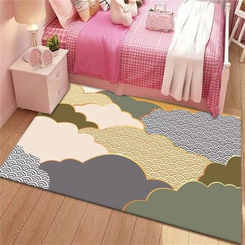 Bettbank Schlafzimmer Bettumrandung Teppich Vintage Teppich Bunte Blumendekoration Wohnzimmer großer Teppich pflegeleicht Teppich Flur
