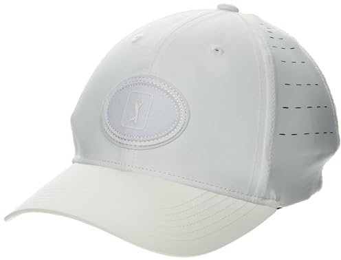 PGA TOUR Herren Perforated Oval Patch Golf Cap Hut, Helles Weiß, Einheitsgröße