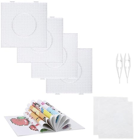 Vytung 4pcs 5mm Fuse Beads Boards Set,130 Patterns,Tweezers and Ironing Paper Large Clear Plastic Pegboards Template Beads Boards for Kids Craft Beads