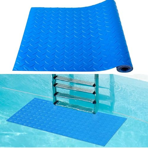 Tapis d'échelle de piscine – 22,9 x 91,4 cm – Grand tapis de protection avec texture pour marches de piscine hors sol, doublures et escaliers (rayé)