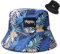 Malaxlx Damen Pflanze Muster Schwarz Fischerhut Bucket Hat Anglerhut Sonnenhut Reversibel Fischerhüte Sommerhut Faltbarer Strandhut Draussenhut