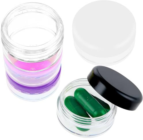 Dimeho 5 Stück Kleine Pillendose, Reise Pillenbehälter, Tragbarer Täglicher Mini-Pillendose, BPA-frei, Medikamenten-Aufbewahrungsbehälter für Handtasche