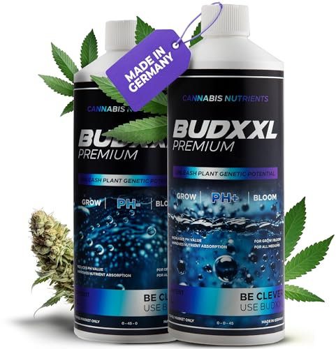 BUDXXL PH Set - PH Minus und PH Plus zum senken oder erhöhen - für alle Growdünger speziell für Cannabis, Made in Germany (2 Liter)