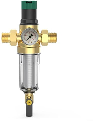 Puupaa Wasserdruckregler mit Rückspülfilter Messgerät DN15 DN20 DN25 Messing Einstellbares Druckminderer Ventil für Haushaltswasserinstallationen (DN20)