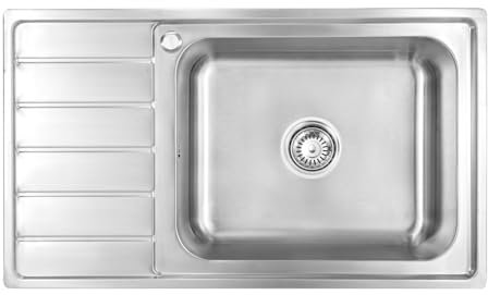 Proaja - Fregadero de cocina (86 x 50 x 18 cm, 1 bandeja, XXL 50 x 40 cm, fregadero de acero inoxidable 304 1,0 mm, fregadero de acero inoxidable cepillado, rectángulo grande (escurridor izquierdo)