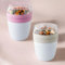 Pro Home MIXME Overnight Oats Jar Container 650ml | On-The-Go Cereal Cups Dual Compartments Yoghurt Pot & Muesli Cup With Lid & Spoon BPA Free Portable Leak-Proof Yogurt Pots (Set of Beige & Pink)