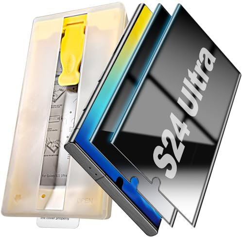 Pozlle 4 in 1 für Samsung Galaxy S24 Ultra Sichtschutz,2Stück 10D Hydrogel Schutzfolie+Handyfolie Aufkleberhilfe+Hülle,Sich Einfach Installieren,blasenfreie Installation,Fingerprint ID Support