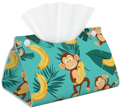 Taschentuchbox Halter Affe Bananenblätter Taschentuchbox Abdeckungen Leder Taschentuchspender für Home Office