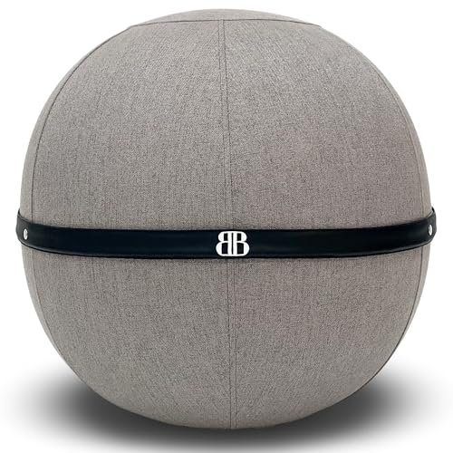 The Bliss Ball Siège Ballon - Ballon Ergonomique Bureau & Yoga - Chaise Ballon Anti Mal de Dos - Assise Dynamique & Posture Renforcée - Capacité 180Kg - Housse Lavable Anti-Dérapante (Gris)