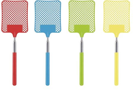BEPER C206UTI020 Matamoscas telescópico, matamoscas Extensible, Varilla de Acero Inoxidable, Extensible hasta 76 cm, Colores Surtidos, Color Aleatorio, 1 Pieza