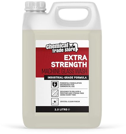 Chemical Trade Store - Machine Glass Wash 2.5L - Professional Glass Cleaner for Commercial & Industrial Dishwashers - Removes Stains, Smears & Watermarks for Crystal-Clear Results