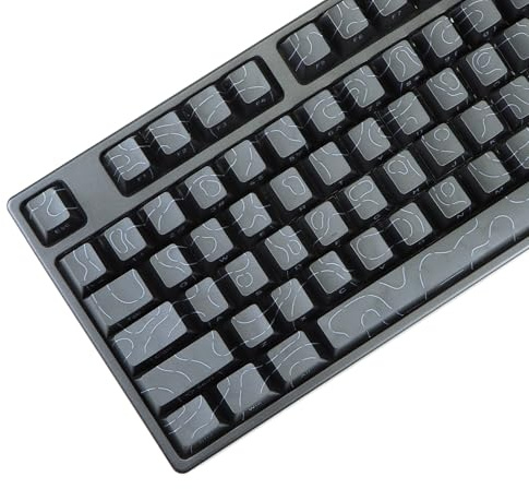 MOLGRIA Contour Line Keycaps, 98 Set Custom PBT Cherry Profile Double-Shot Light Shine-Through Key Caps with South-face Print for Mechanical Gaming Keyboard ANSI Layout (Black)