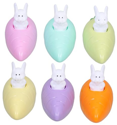 Garneck 6 Stück Osterhasen Zurückziehautos Großpackung Kleinkind Karottenauto Karottenhasen Fahrzeuge Zurückzieh Baufahrzeug Cartoon Zurückziehspielzeug Karottenrennen