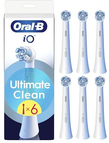 Oral-B iO Series Ultimate Clean Electric Toothbrush Heads, 6 Count, White | Original Round Heads, Crisscross Bristles, Deep Cleaning, Plaque Removal, Compatible with iO Electric Toothbrushes