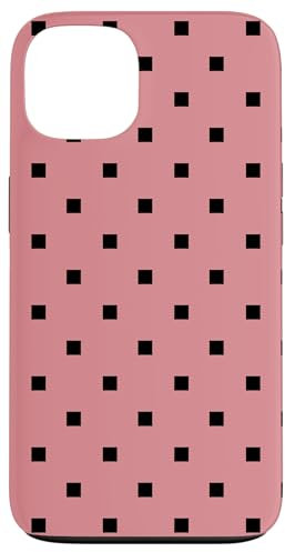 Motif minimaliste de carrés noirs sur fond rose poudré mauve Coque pour iPhone 13