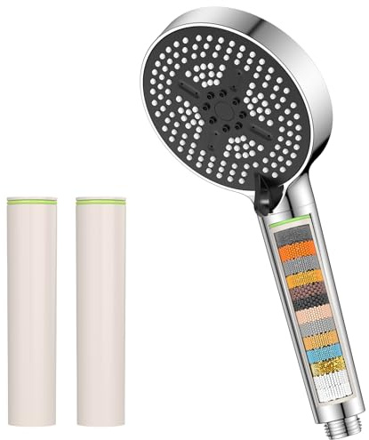 YEAUPE PRO Duschkopf mit Filter, Hochdruck Handbrause 6 Strahlarten,Duschbrause Wassersparend in 25 Schichten, Sparduschkopf für Hartes Wasser,Rest-Chlor,Druckerhöhende Duschbrause Kalkfilter,Chrom