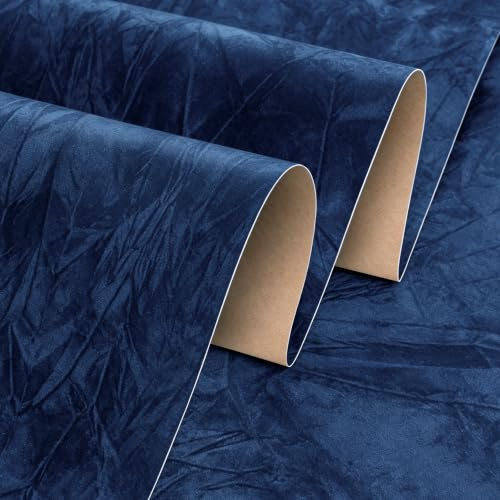Stickyart Wallpaper Wall Bedroom Classic Blue Velvet 30cmx800cm Adhesive Paper Wall Hallway Velvet Effect Wall Covering Self Adhesive Papers For Furniture Lining