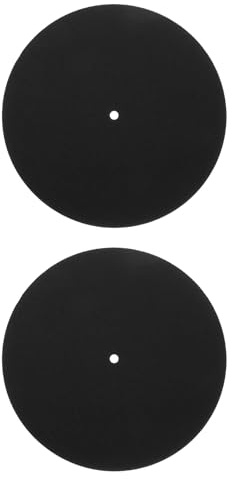 BETOOKY Tapis de Platine Vinyle Lot de 2 en Feutre Épais 3 MM Diamètre 20 CM, Accessoire Anti-Retour Sonore pour Tourne-Disques à Domicile